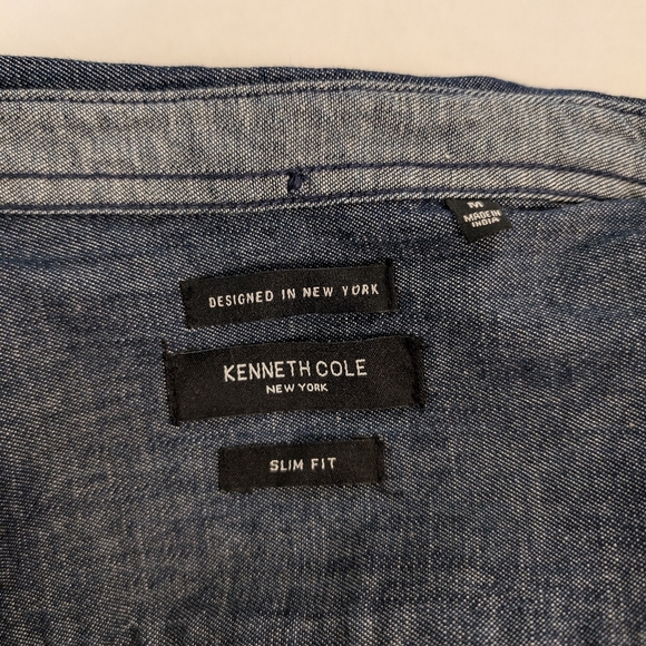 Kenneth Cole Blue Mens Preppy Button Up Shirt NEW Size medium 99% cotton - Picture 3 of 13